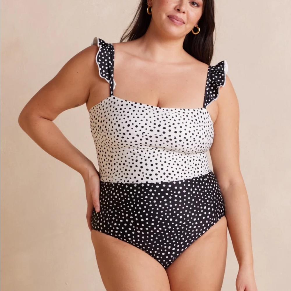 summersalt Black and White Polka Dot One-Piece Swimsuit